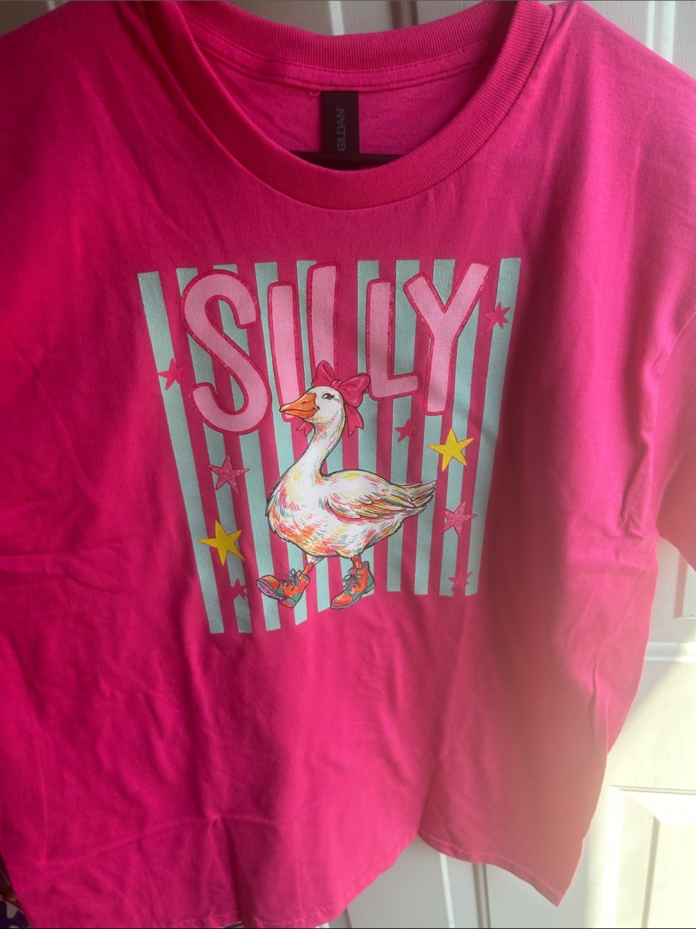 Gildan Hot Pink Graphic 'Silly' Duck Tee
